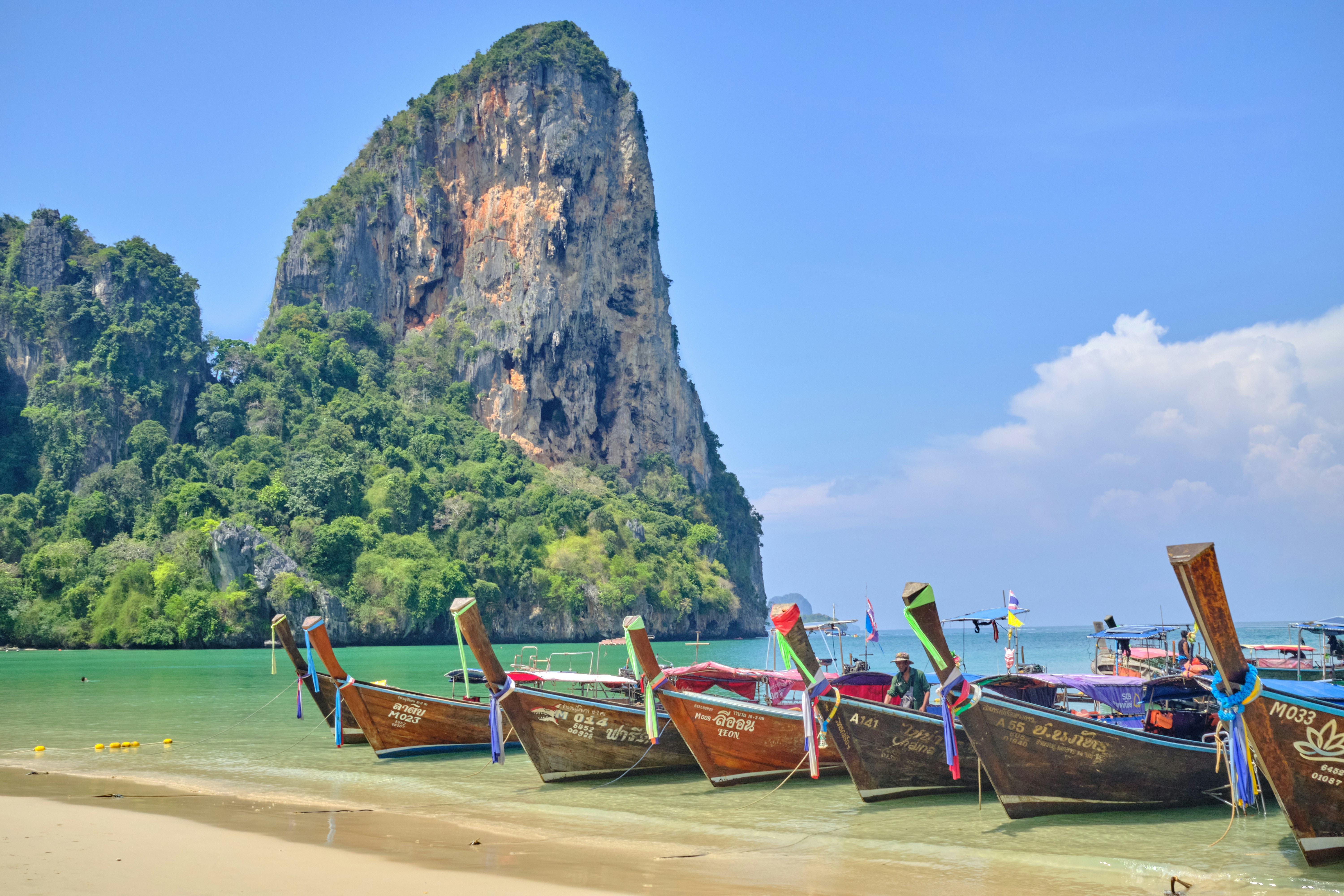 Limestone cliffs and turquoise water in Thailand
